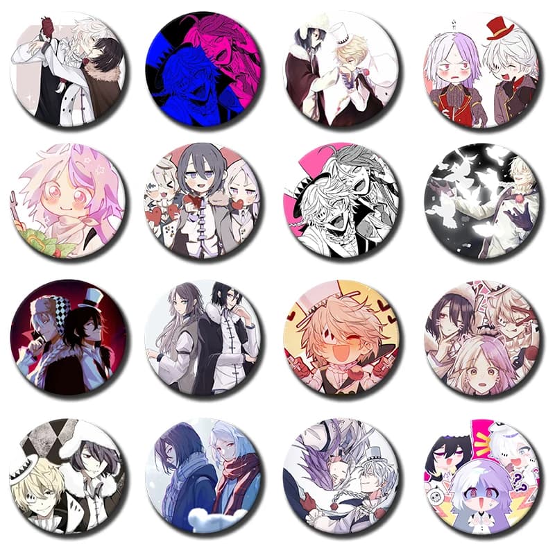 Sigma,Fyodor D‌,Gogol Cute Cartoon Characters Badge on Backpack Accessories Manga Icons Pins Anime Brooches for Bag Decor Gifts