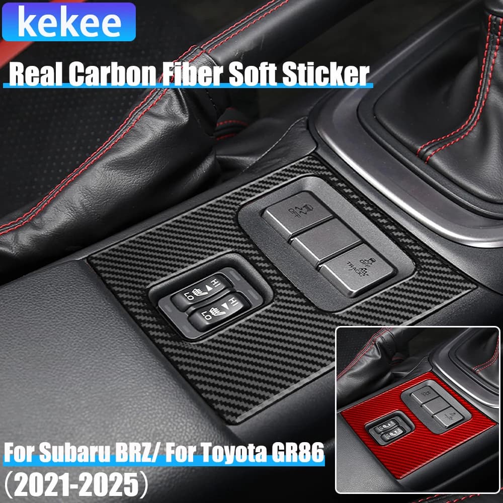 Real Carbon Fiber Car Accessories Seat Heating Panel Cover Soft Sticker For Subaru BRZ/ For Toyota GR86 2021 2022 2023 2024 2025