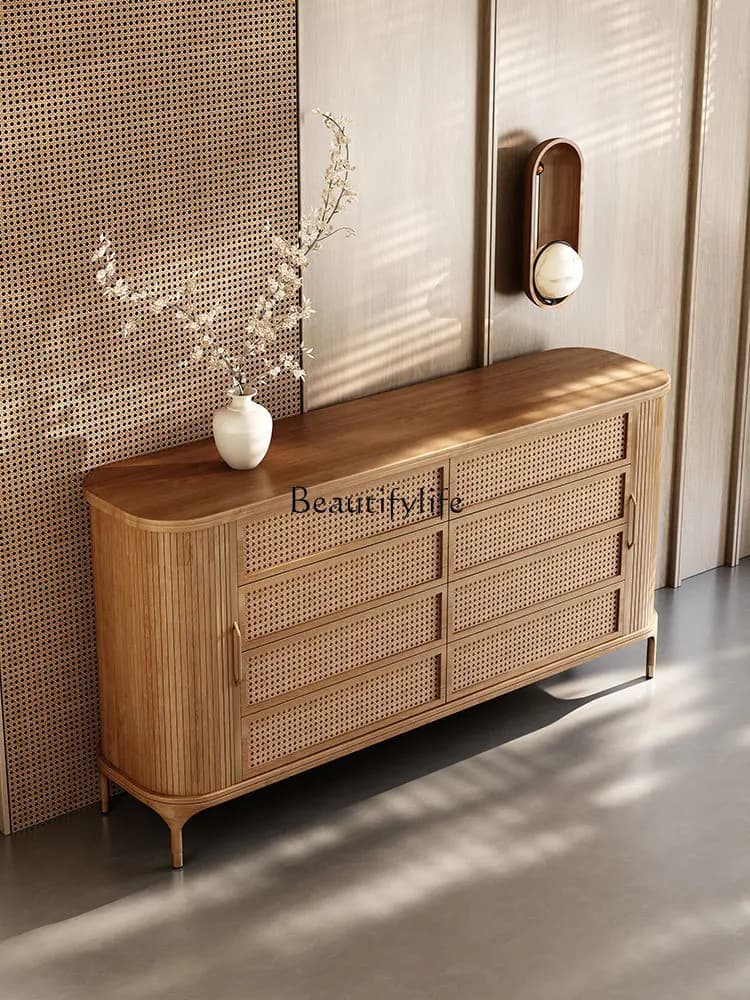 01Medieval style eight-bucket cabinet retro new Chinese style bedroom log style drawer storage cabinet