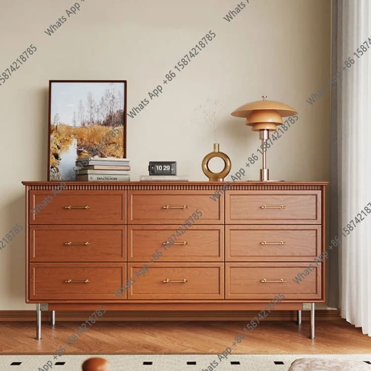 Nordic solid wood small apartment living room medieval porch cabinet storage bedroom large capacity bedside storage