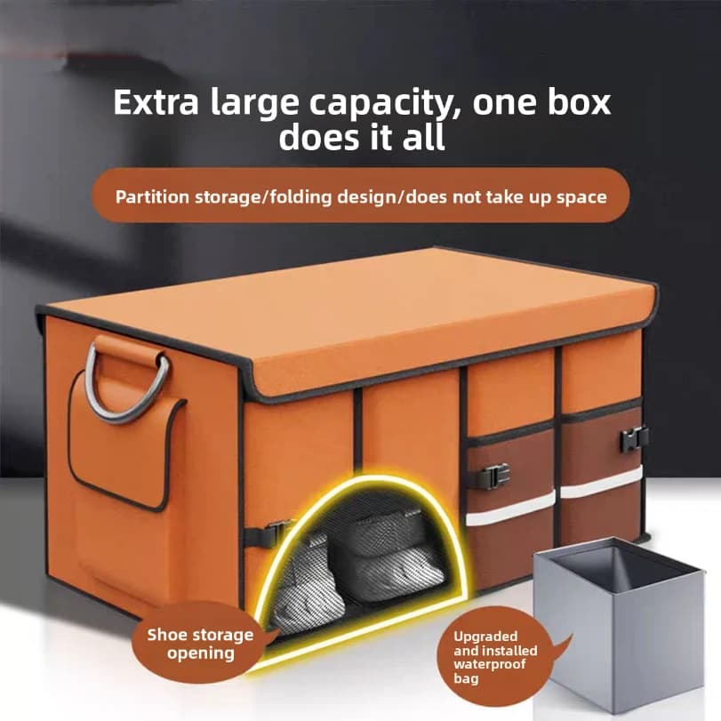 Cross-border Car Storage Box, Foldable Trunk Organizer With Shoe Compartment, Multifunctional Model