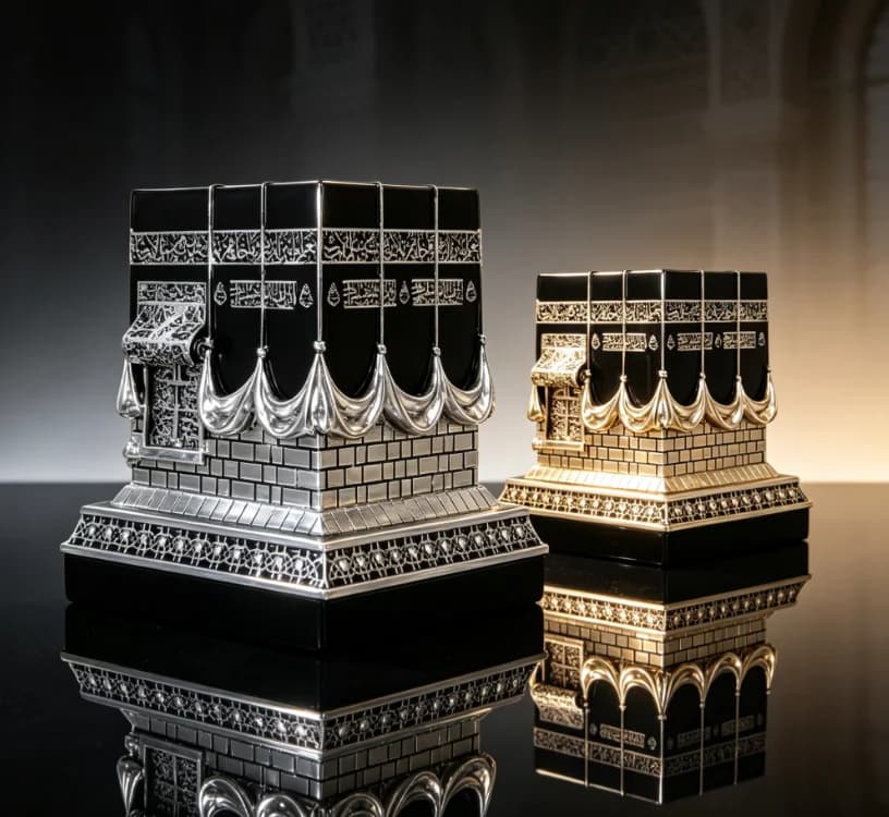 Holy Kaaba Mecca Black Gold Resin Figurine Mini Tabletop Ornament Muslim Islamic Home Decor Ramadan Eid Festival Gift