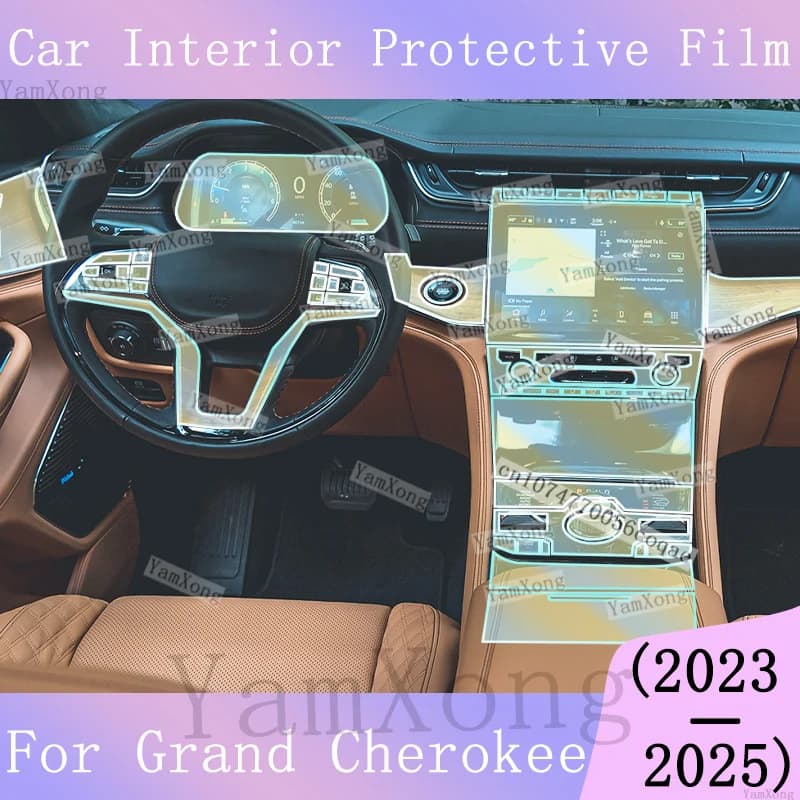 For JEEP Grand Cherokee 2023-2025 Center Panel Transparent Film interior Kit Sticker Navigation Dashboard screen scratch Film