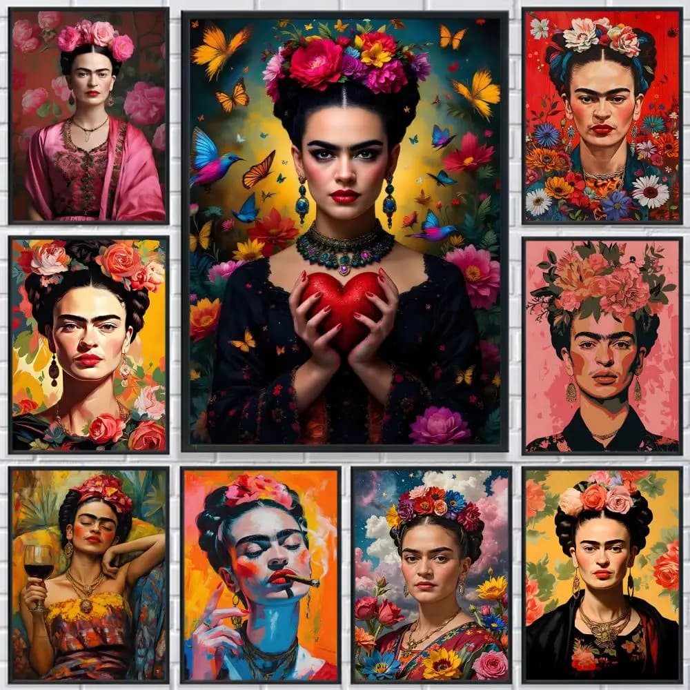 Hot ART F-Frida Kahlo ANIME Poster HD Self Adhesive Waterproof Wall Art Ideal for Home Office Dorm Bedroom Great Gift