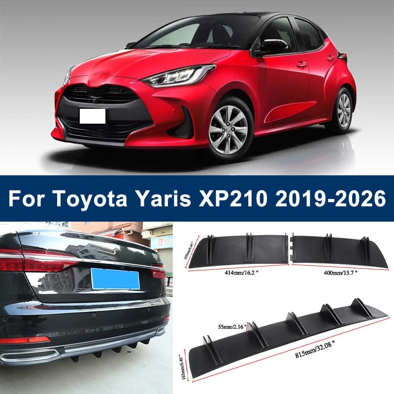 2-Segment Shark Fin Rear Diffuser For Toyota Yaris XP210 2019-2026 2020 Rear Bumper Lip Splitter Chassis Spoiler Tuning Parts
