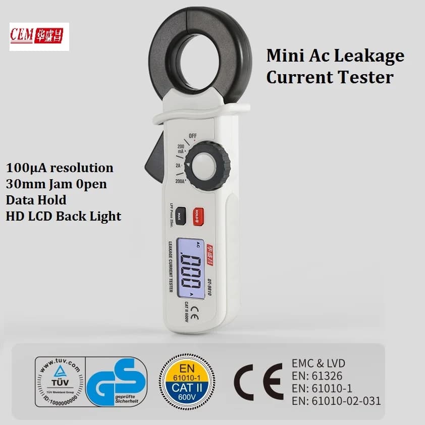 2000 counts 200mA/2A /200A MINI AC Leakage Clamp Meter Tester
