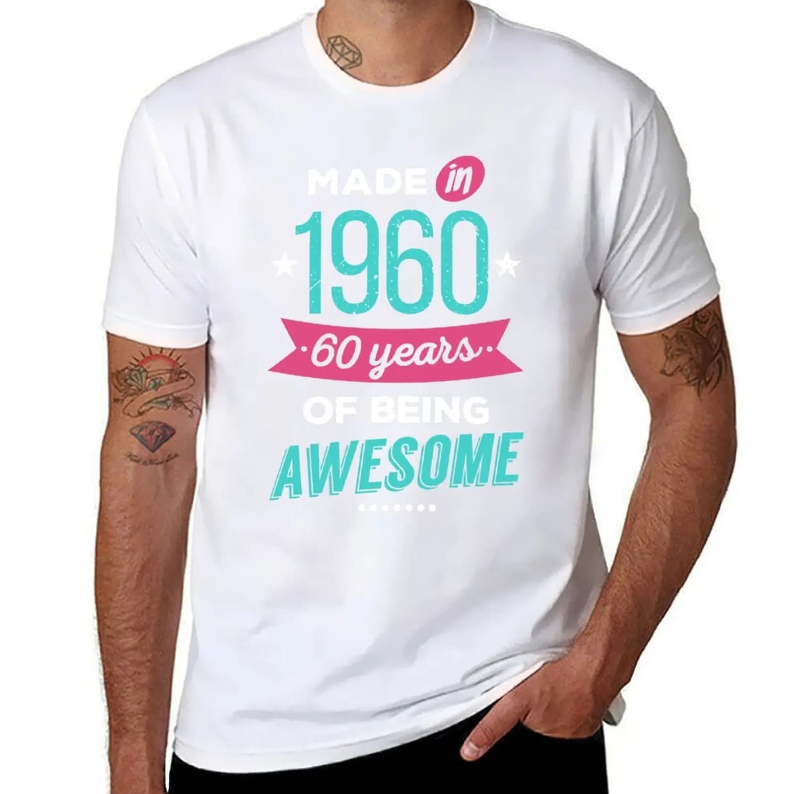 Made in 1960, 60 Years Of Being Awesome T-Shirt funny t shirts man t shirt man cotton T-Shirt