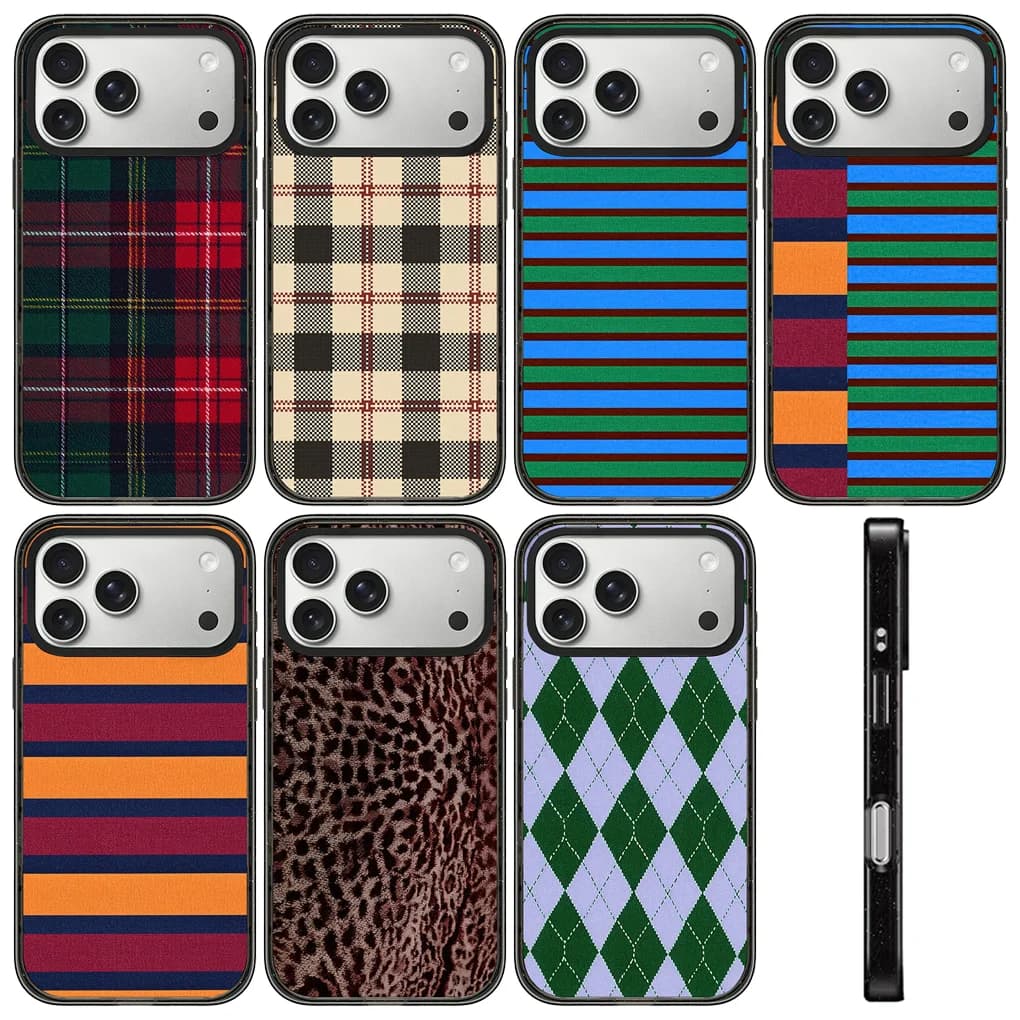 Stripe Color Matching 2.0 Acrylic Black Border Phone Cover For IPhone 12 13 14 15 16 17 Pro Max Case For IPhone 17 Air
