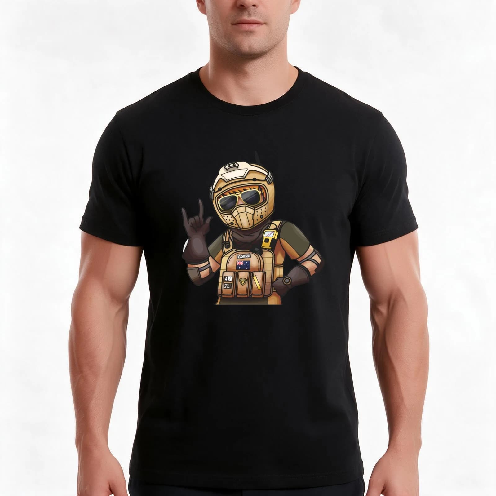 mozzie selfie T-Shirt, Summer Casual Cotton Tee, Oversized Streetwear Tops, Vintage Graphic Print, Loose Fit Short Sleeve
