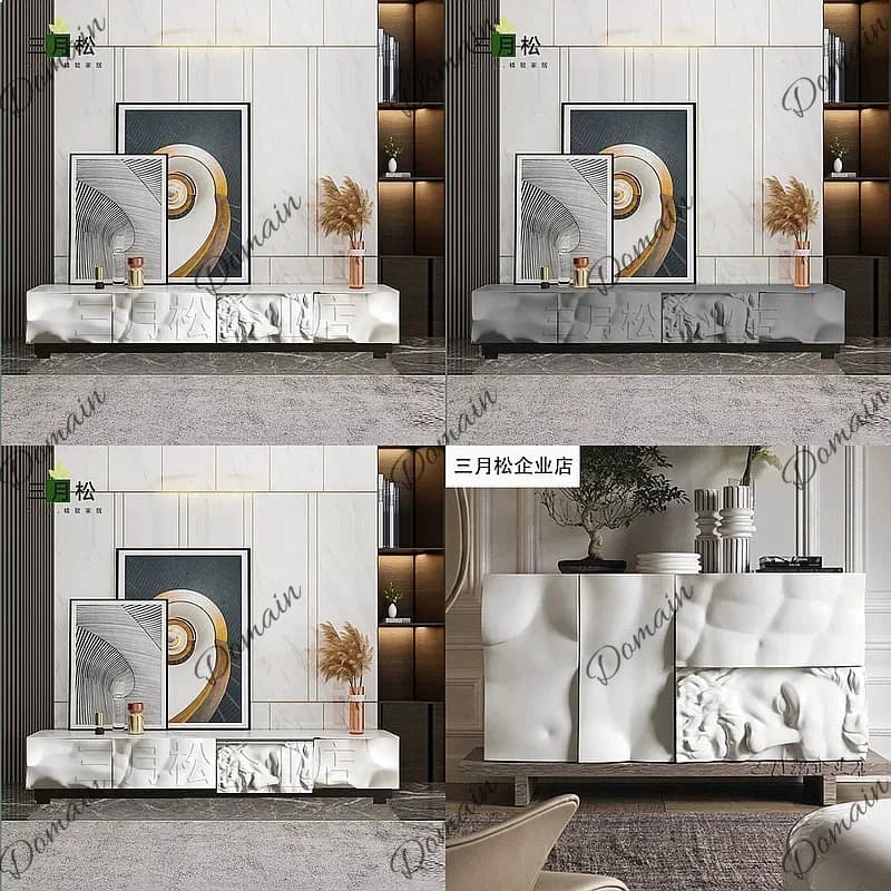 Modern Minimalist TV Stand Small Apartment Luxury Media Console Nordic Living Room Low Cabinet High-End Storage