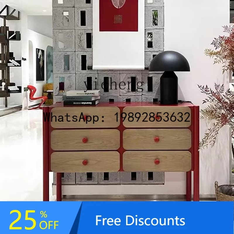 solid wood chest cabinet entry drawer entrance bedroom living room storage cabinet against the wall