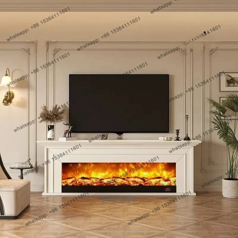 American simple fireplace decorative cabinet French living room light luxury background wall TV cabinet solid wood porch cabinet