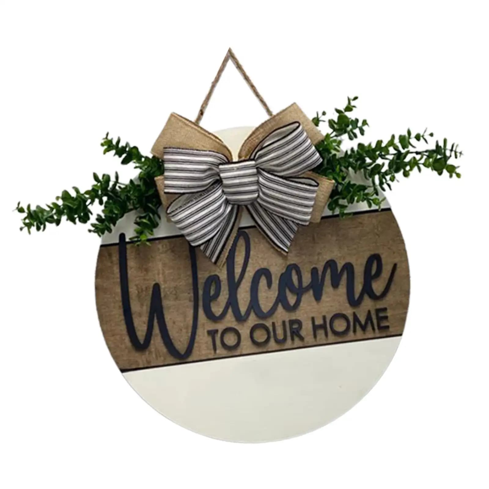 Wooden Welcome Door Sign Rustic Round Home Decoration for Front Porch Yard Christmas Halloween Decor