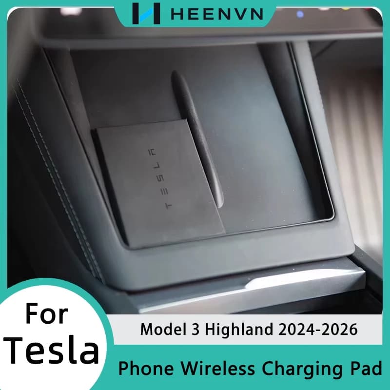 Phone Wireless Charging Pad for Tesla Model 3 Highland 2024 2025 Silicone Non-Slip Charger Protect Mat Car Interior Accessories
