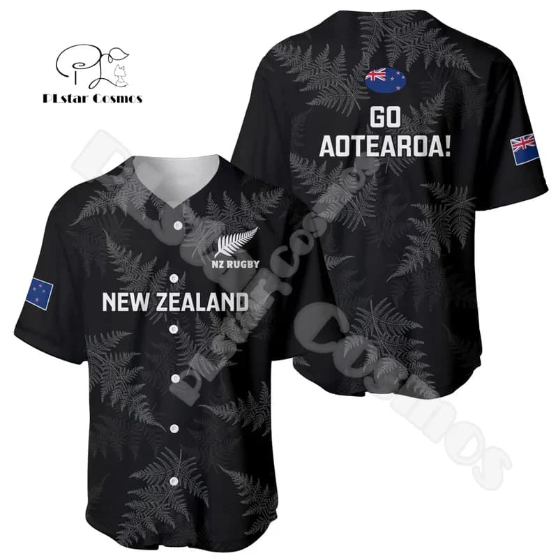 Custom Name New Zealand Aotearoa Maori Rugby Tattoo Vintage 3DPrint Summer Baseball Shirts Jersey Casual Unisex Short Sleeves X2