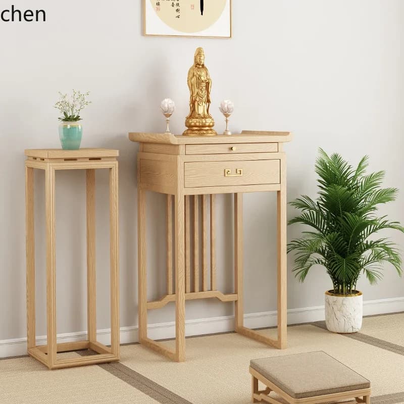 DSA  new Chinese style table household solid wood small gongtai household Bodhisattva God of Wealth Guanyin table