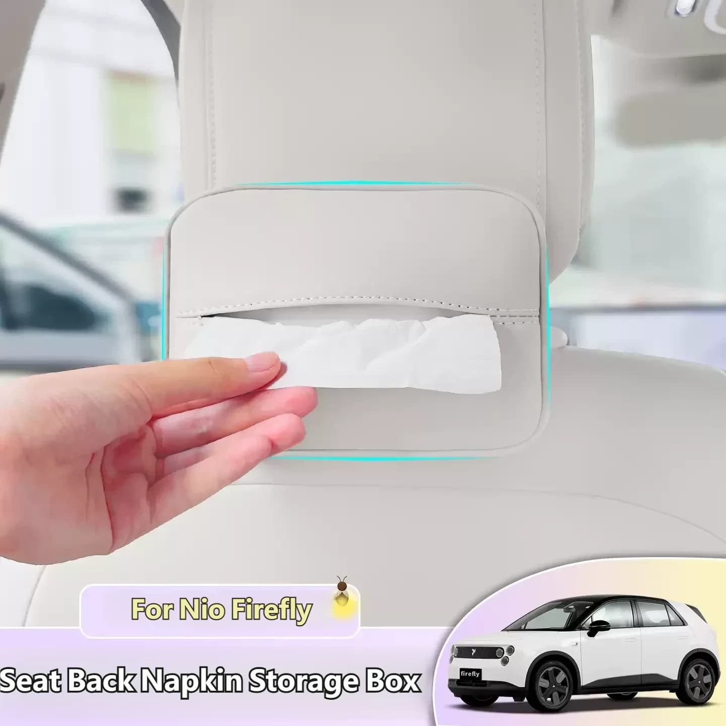 For Nio Firefly Car Mounted Paper Bag Drawer Box Car Seat Back Napkin Storage Box Accessories