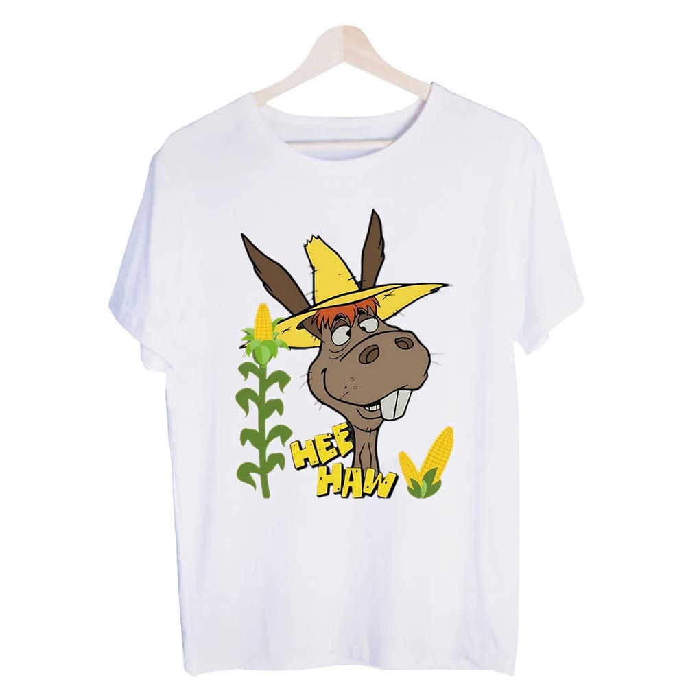 Men's Donkey with Corn Graphic Tee, Short Sleeve Crew Neck T-Shirt for Casual Summer Outfits