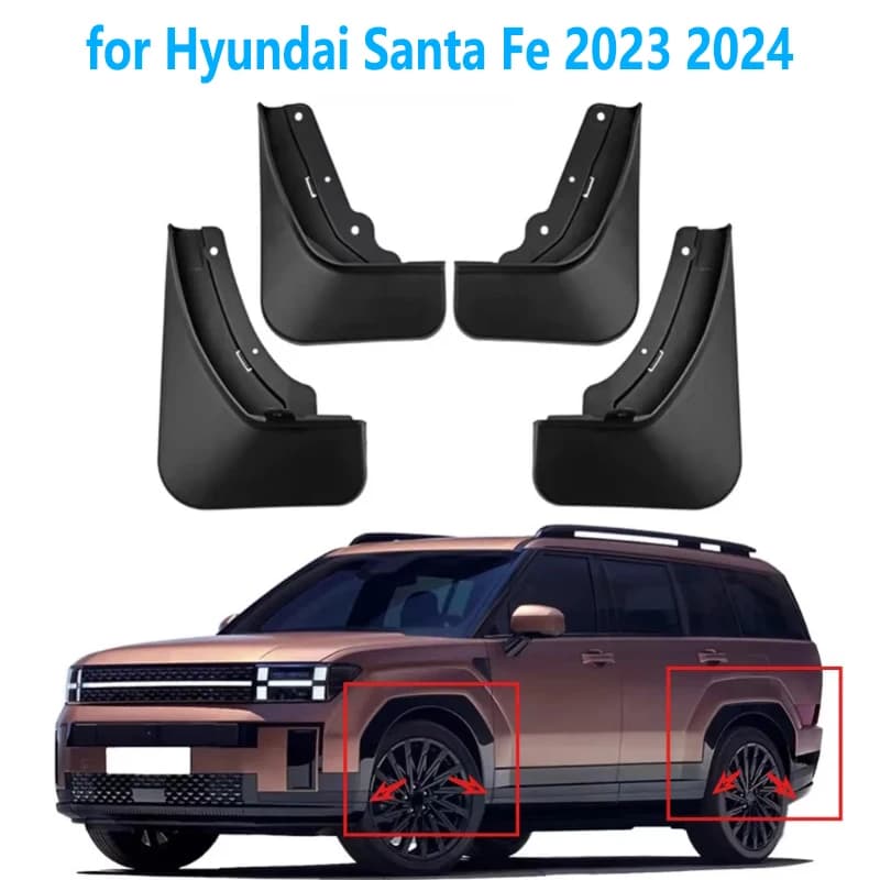 Car 4PCS Mud Guard Kit Splash Guard Mudguards Mudflaps with Hardware Kit Accessory Front and Rear For Hyundai Santa Fe 2023 2024