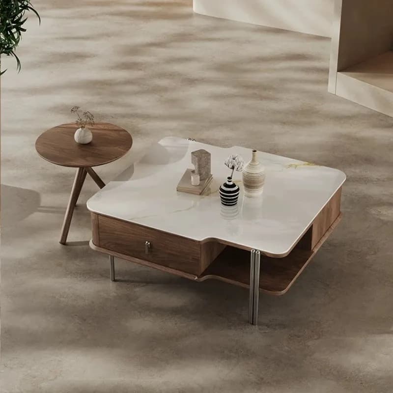 New, solid wood, coffee table combination color matching small apartment living room, household square
