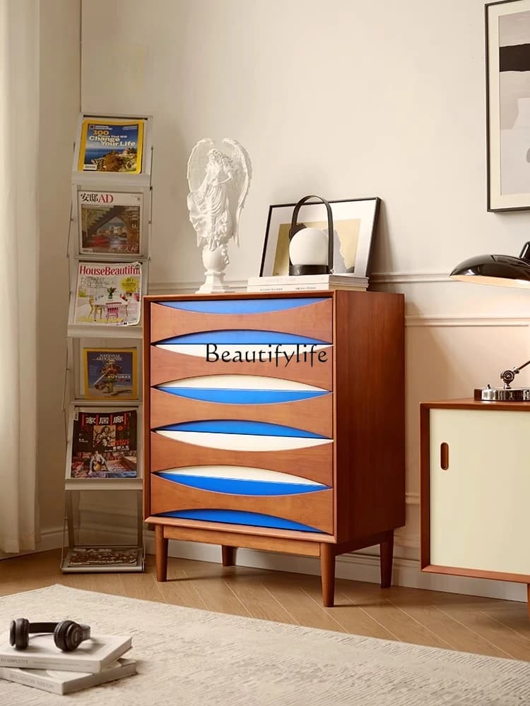 02-Medium-ancient style solid wood chest cabinet combined cabinet retro locker storage cabinet Bauhaus locker new model