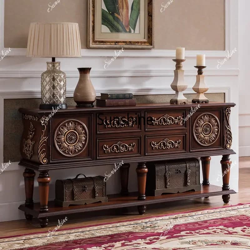 American rural retro old solid wood living room decorative cabinet  FT