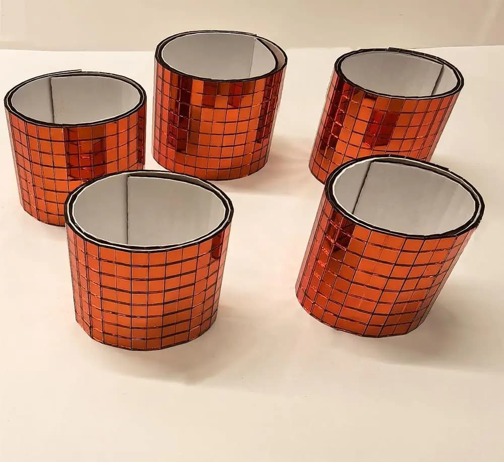 Orange Self-Adhesive Glass Mirror Mosaic,2400Pcs 5x5mm Mirror Tiles for DIY Disco Ball, Cowboy Hat, Vase, Bottle, Interior Decor