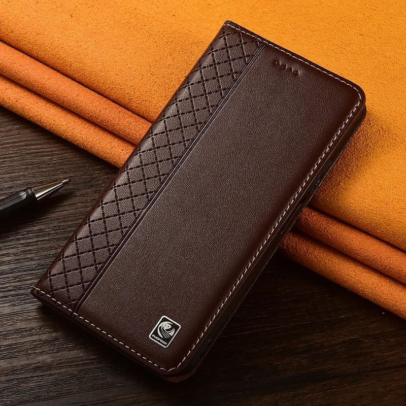 Napa Inner Grid Genuine Leather Flip Case For Huawei Nova 10 10Z 11 11i 12 12i 13 13i 14 14i 15 16 SE Pro Ultra Max Cover Cases