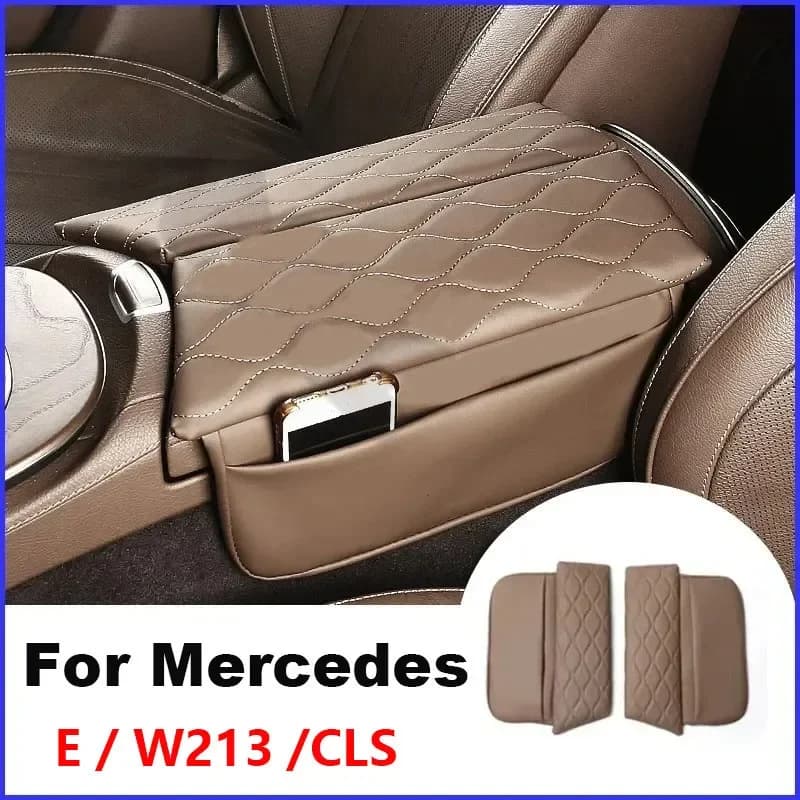Center Console Armrest Box Cover Pad For Mercedes Benz E Class 2016-2023 W213 CLS 2016-2023 Leather Anti-Scratch Armrest Cushion