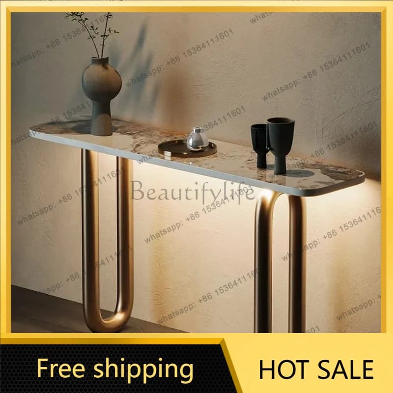 YJ Entrance table slate modern simple strip case decorated against the wall
