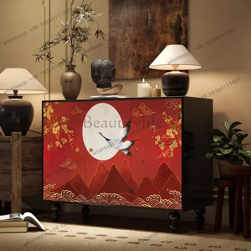 FG Vintage Doors Living Room Cabinets Open Shelf Craft Organizer Cabinet Standing Entryway Meuble De Rangements Home Furniture