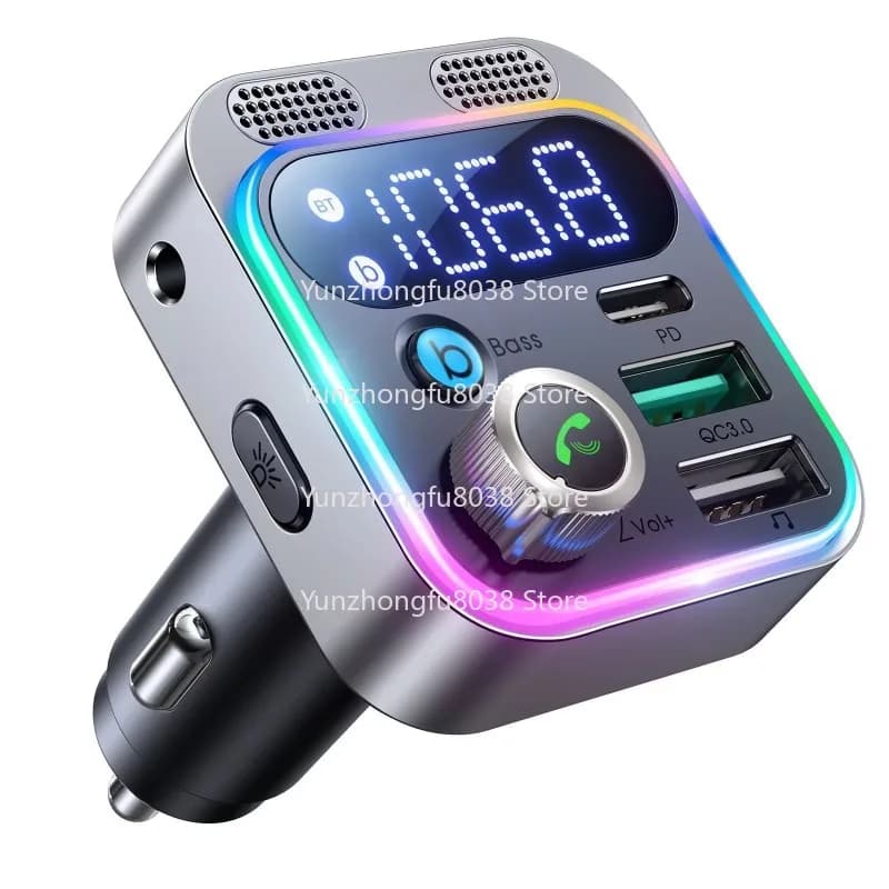 P17 New Car Fast Charging 4 in 1 Telescopic Cable Charger, Transmitter FM Transmitter Stereo Receiver Car Mp3 Player