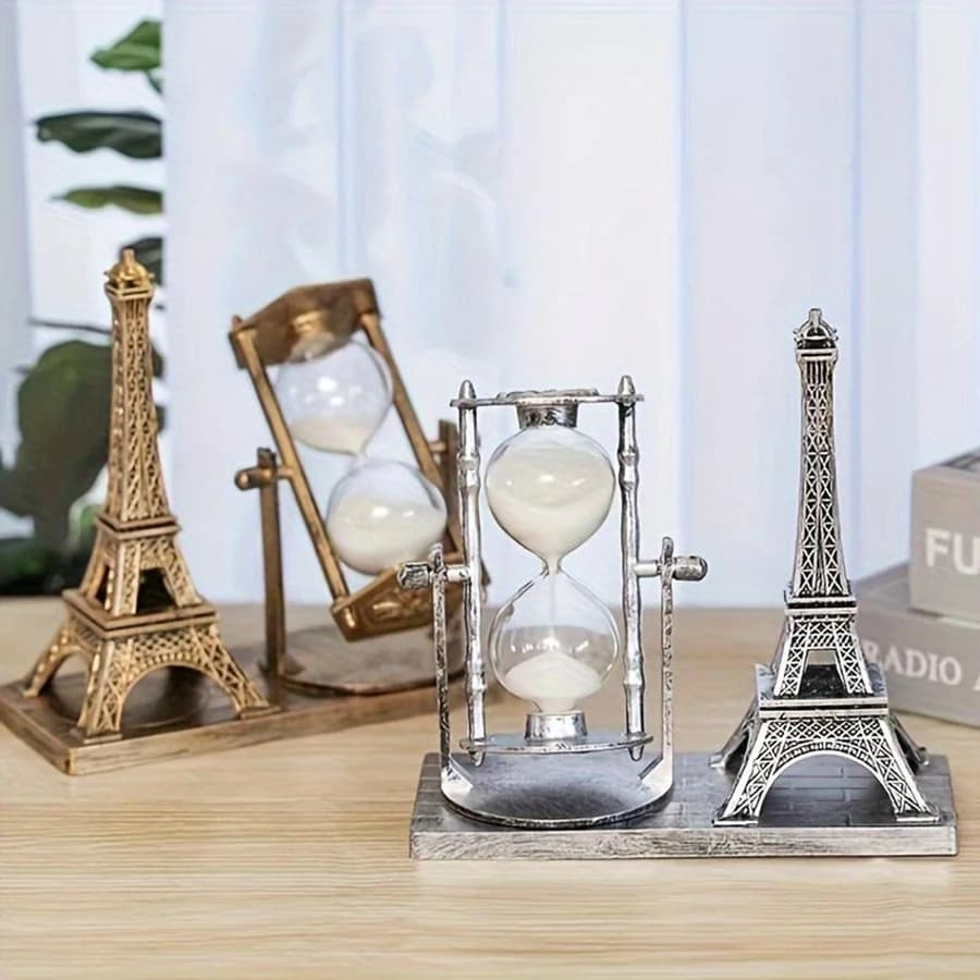 Creative Retro Eiffel Tower Hourglass Statue Home Office Desk Decoration Crafts Ornaments Festive Gifting Gift
