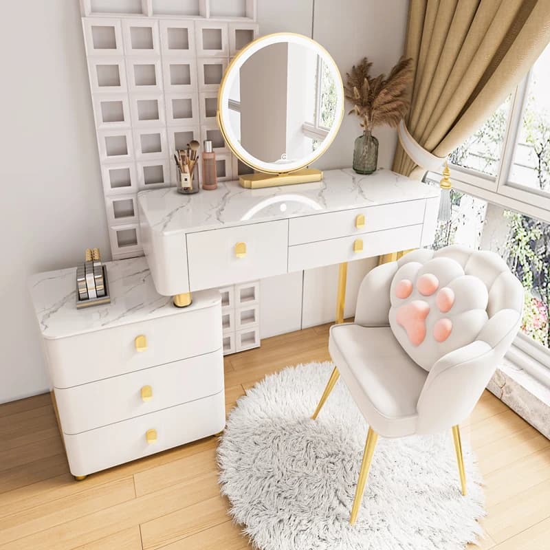 White Bedroom Vanity Table Makeup Drawers Storage Mobile Living Room Modern Dressing Table Cosmetics Vestidores Home Furniture
