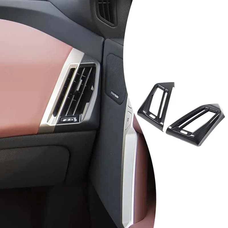 2piece set ABS carbon fiber For BMW ix 2022-2024 car center control air outlet frame cover stickers on both sides accessories