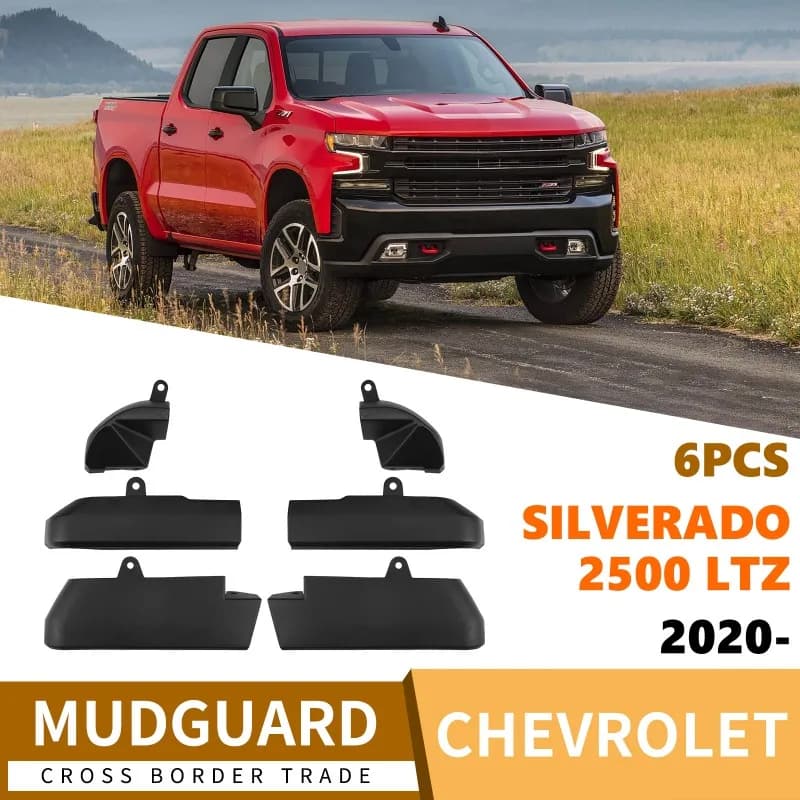 Car Mud Flaps Mudguard Splash Guards Black For Chevrolet Solod Silverado 2500 LTZ 2020-26 lower beam corner Protector Perfect