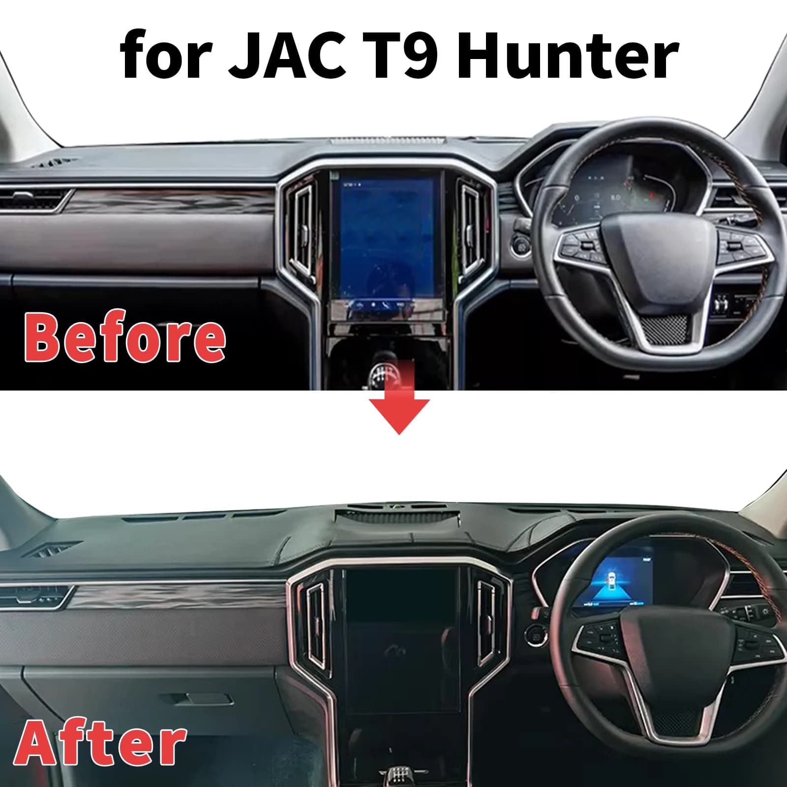 for JAC T9 Hunter 2021-2024 2025 Dashboard Cover Sun Shade Protector Dashmat Anti-Glare UV Block Carpet Mat Automotive Dash Mat