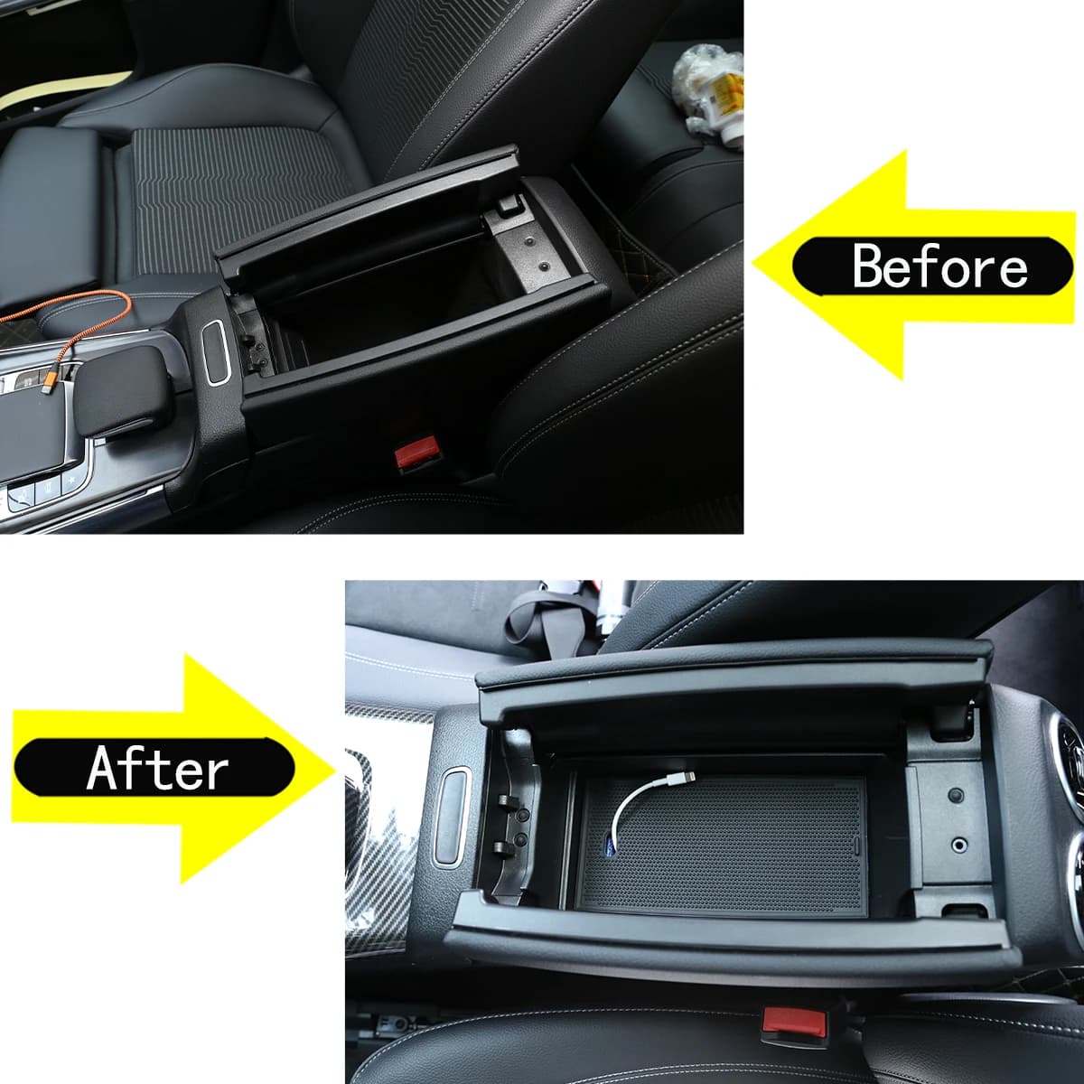 ABS Black For Mercedes Benz A Class W177 A180 A200 2019-2022 B Class GLB  W247 X247 2020-2022 console armrest box storage box