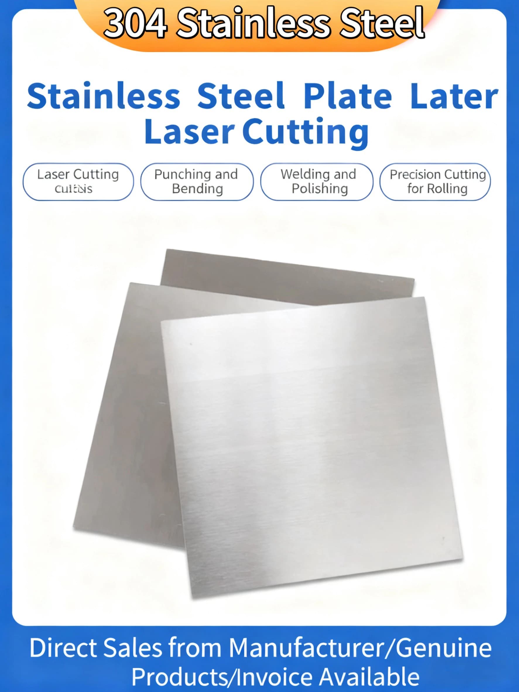 304 Stainless Steel Square Plate Thickness 0.5mm~70mm Length And Width 50mm~400mm Customized Processing Handmade DIY