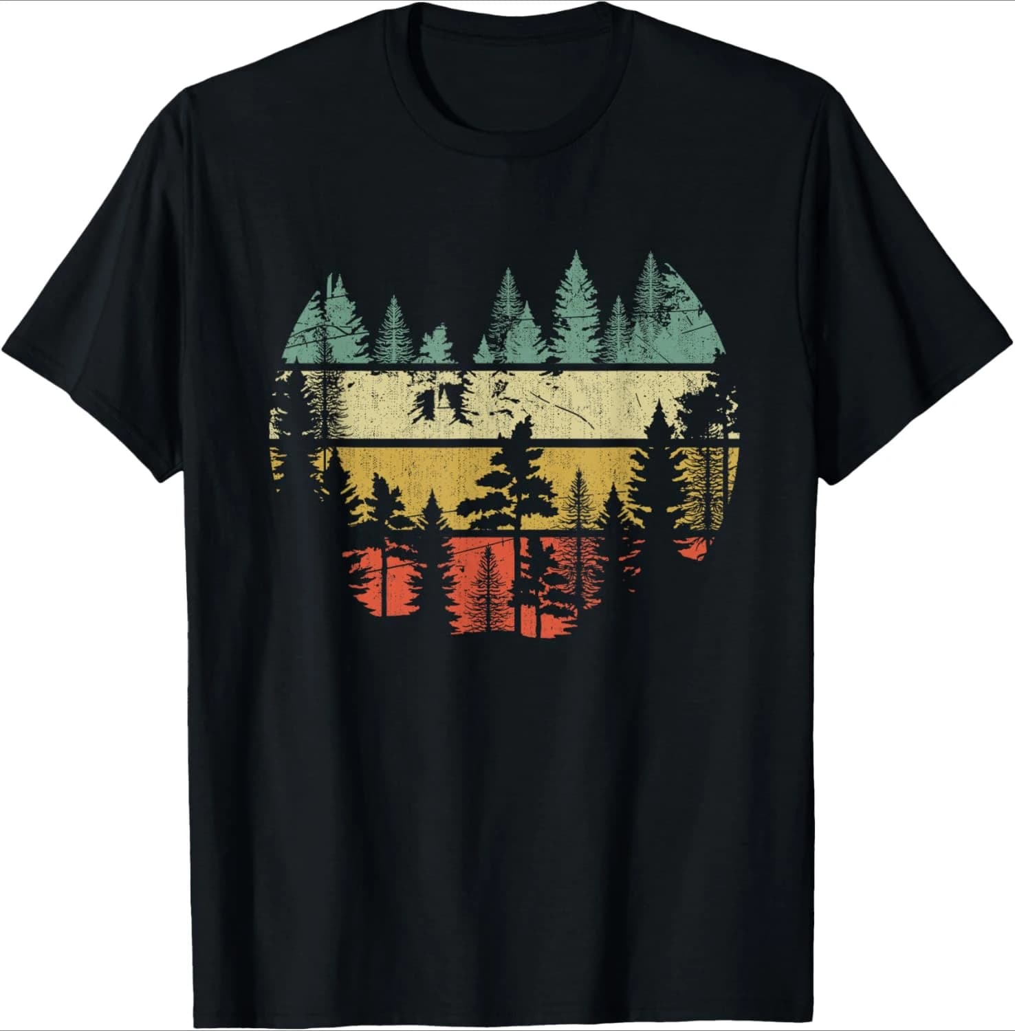 Wildlife Trees Outdoors Nature Retro Forest Sleeveless pattern design-100% cotton O-neck short sleeve printed men's T-shirt.