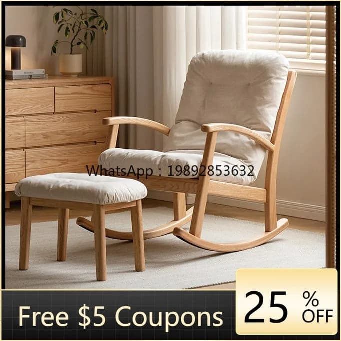 LYY Solid Wood Rocking Chair Home Lazy Sofa Chair Balcony Small Apartment Recliner Leisure Rocking Chair