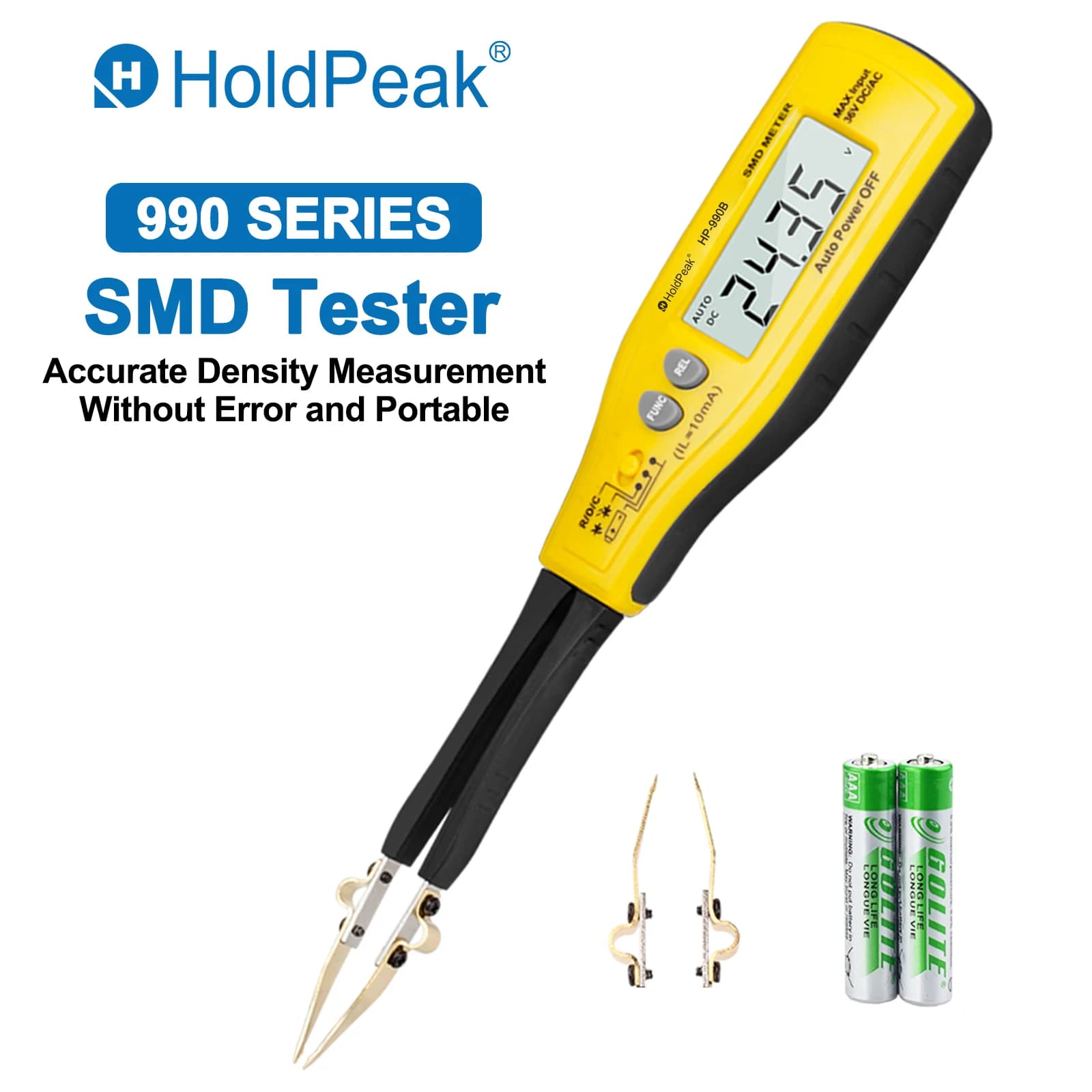 990A Smart Tester Tool, Digital SMD Meter Handheld Resistance Capacitance 4000 Counts Tester Professional Digital Multimeter