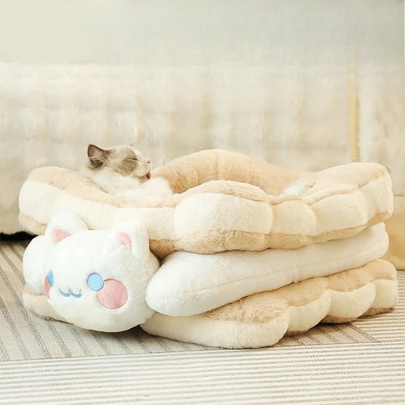 Cat Bed Sandwich Cookie  Nest Winter Warm Thickened Bed Winter Kitten Sleeping With Pet Kennel