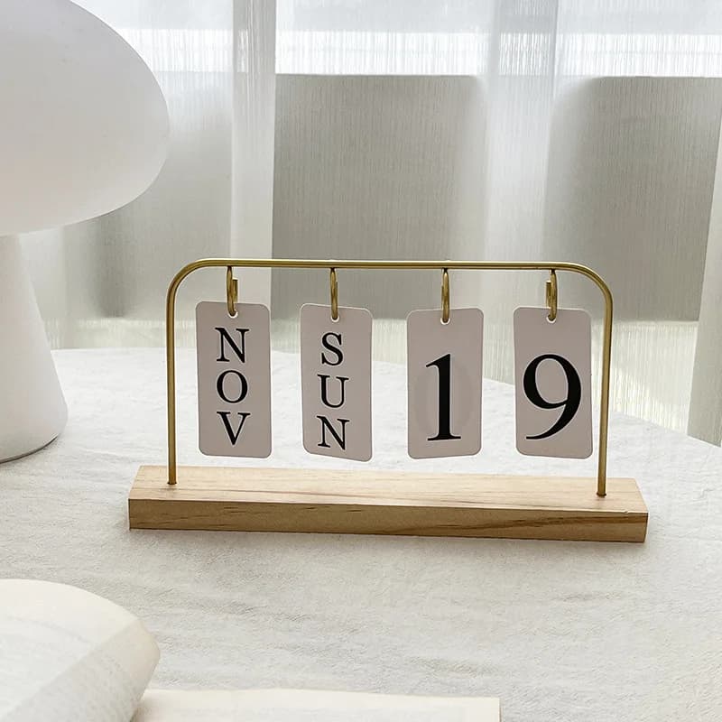 Cutelife Ins Nordic Iron Wood 2025 Calendar Home Interior Decoration Calendar Table Accessories Ornaments Gifts For The New Year