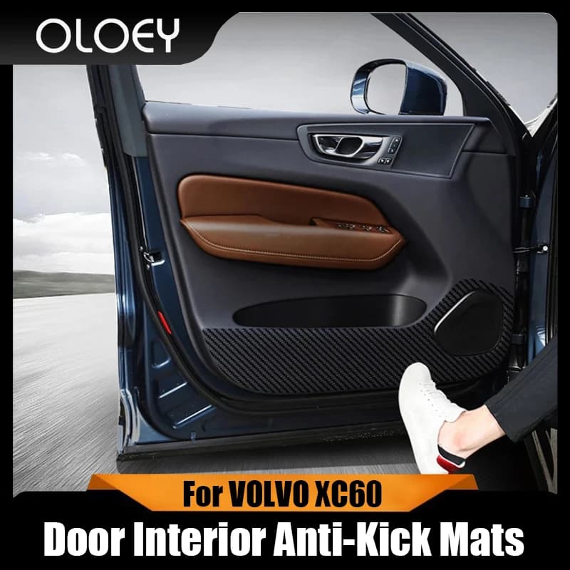 For VOLVO XC60 2018 2019 2020 2021 2022 2023 2024 Car Door Anti Kick Pad Black Carbon Fiber Protective Cover Anti-Dirty Sticker