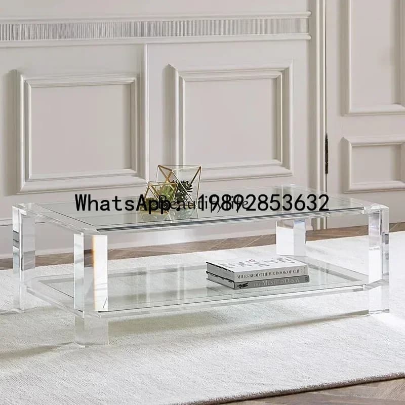 .Modern acrylic Nordic coffee table transparent plexiglass coffee table simple square table