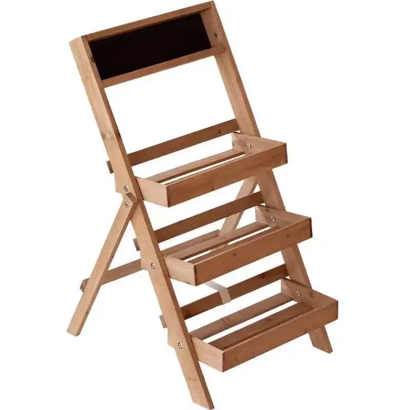 Multi-layer solid wood floor-to-ceiling flower rack Balcony wooden rack Folding outdoor garden Multi-layer flower pot