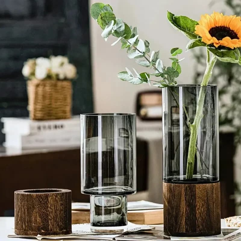 Nordic Vase Simple European Clear Flowers Transparent Glass Rose Lily Flower Arrangement Living Room Home Decor