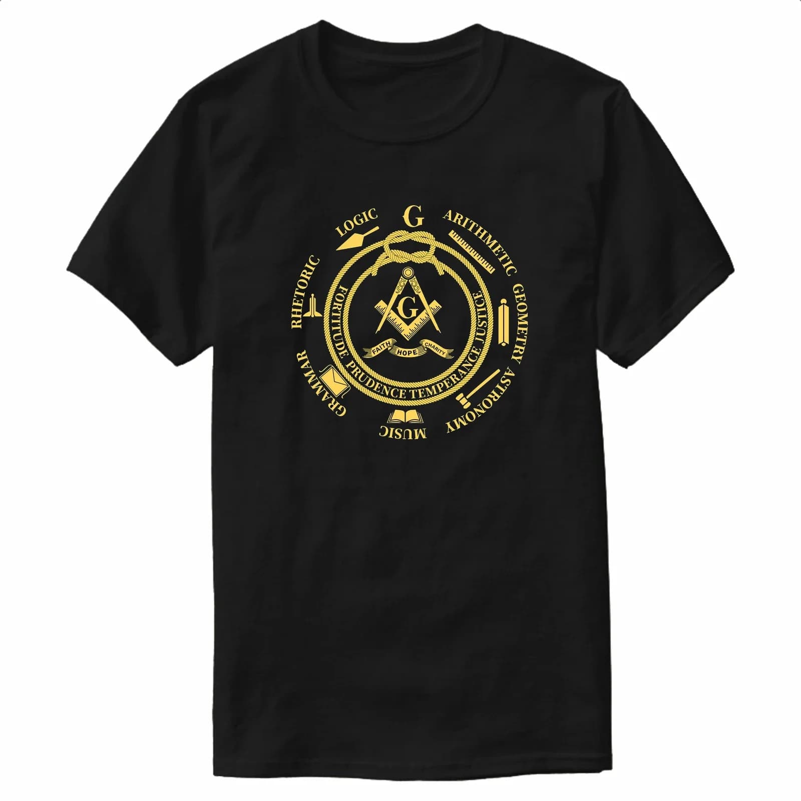 Mason Faith Hope Charity Rope Circle Logic Freemason Gift T-Shirt 100% Cotton O-Neck Summer Short Sleeve Casual Mens T-shirt