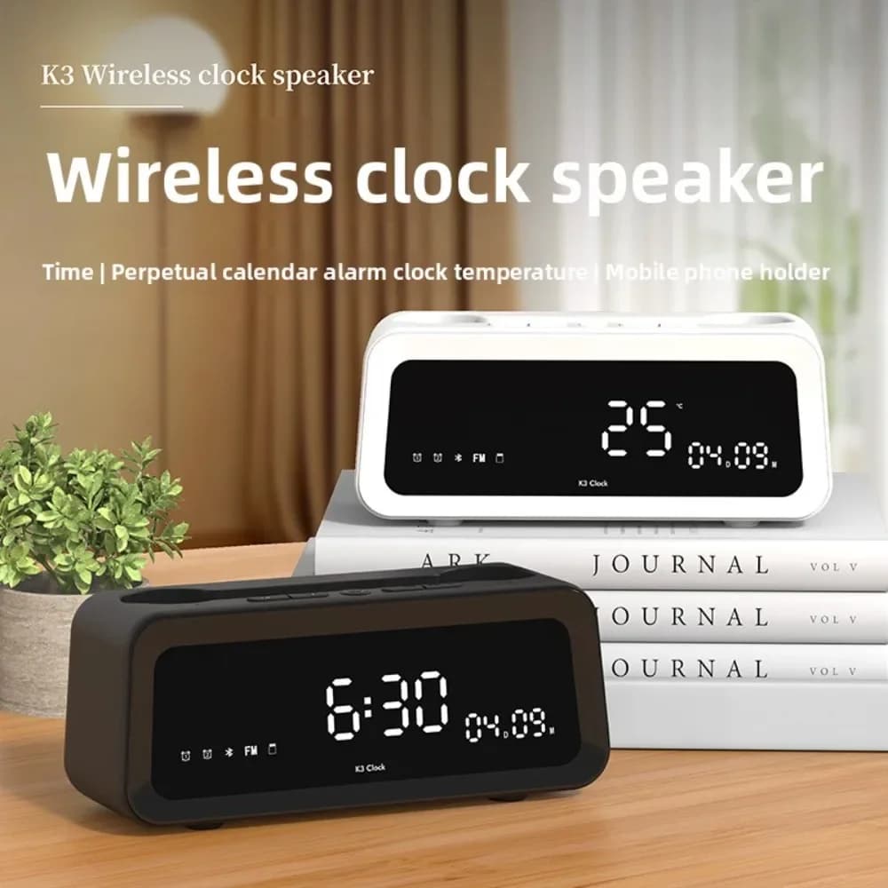 Alarm Clock for Bedrooms,Digital Clock with Bluetooth Speaker,Desk Clock with Dual Alarms,Snooze, LED Display for Girls, Adults.